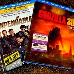 Blu Ray Bundle - Godzilla 3D & The Expendables Unrated